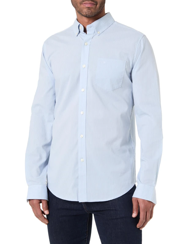 Dockers Men's Shirts Signature Stain Def Slim, Burnett Subdued Blue, M