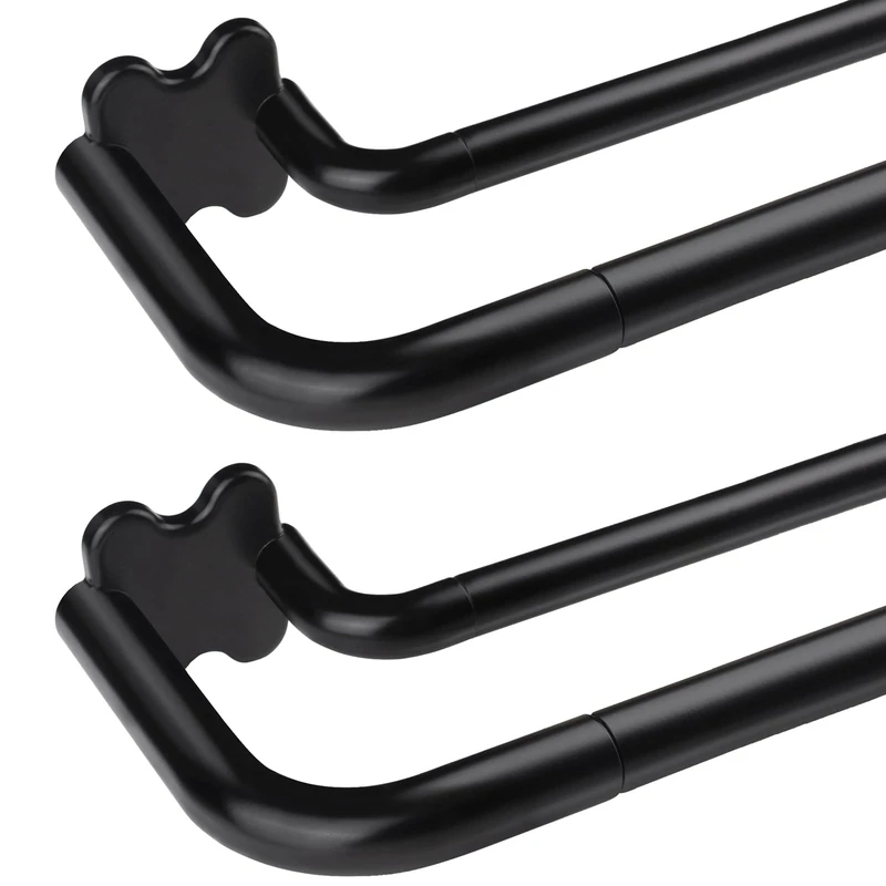 USFOOK Double Wrap Around Curtain Rods 32 to 58 Inch, Black, 2 Pack