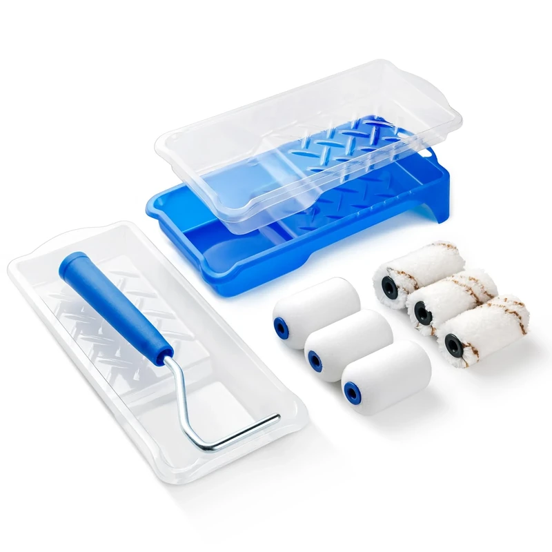 Mister Rui 2 Inch Paint Roller Set, Paint Tray, Small Paint Roller for Painting, Used with All Paints and Finishes 10 Packs Paint Roller and Tray Set