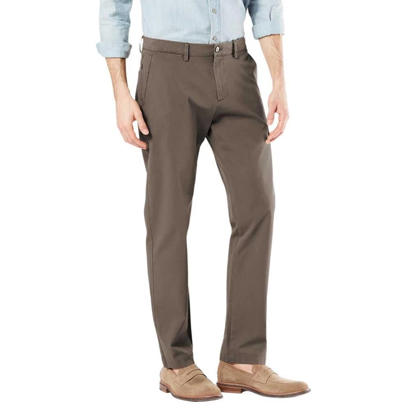 Dockers Men's Crafted Khaki Slim Taper Pants, Chocolate Chip, 33 W/34 L