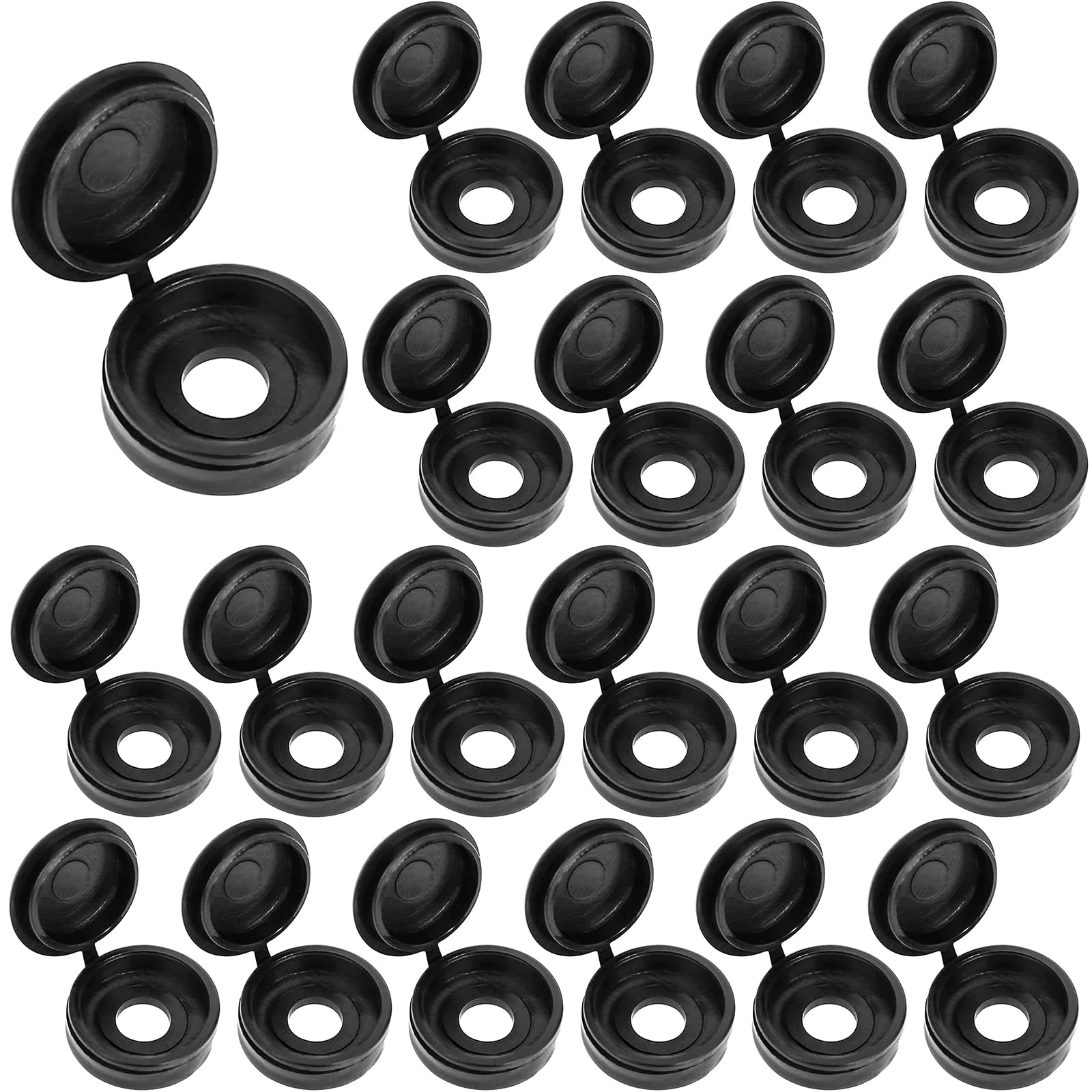 LICQIC 50 PCS Screw Cover Caps, Plastic Hinged Screw Cover Caps, Small Screw Caps for M4 - M6 Screws (Black)