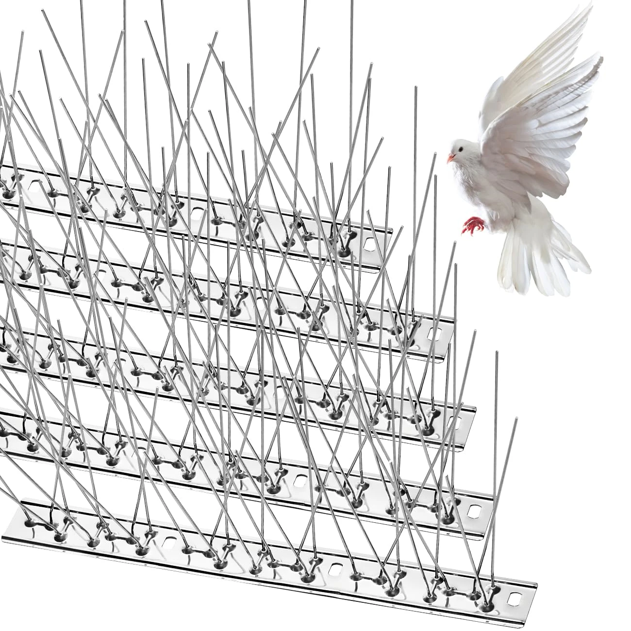 wohohoho Bird Spikes for Pigeons with Stainless Steel Base, 8.5M(27.9ft) Pigeon Spikes for Roofs and Windows. Bird Control Anti Pigeon Spikes Bird Deterrent Set for Crows, Seagulls and Small Birds