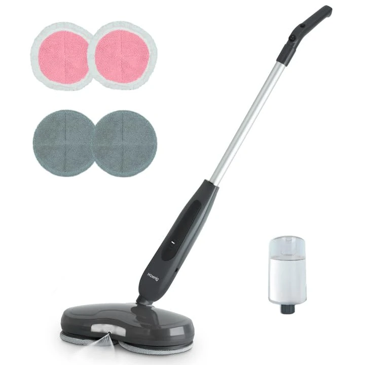 H.Koenig LST70 Cordless Electric Mop Lustre Mop 250 ml Capacity LED Light Silientious Brush for Hard Wood and Tiles 4 Pads