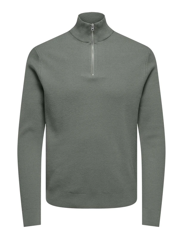 ONLY & SONS Mens Onsphil Reg 12 Struc Half Zip Knit Noos, Castor Gray, M UK