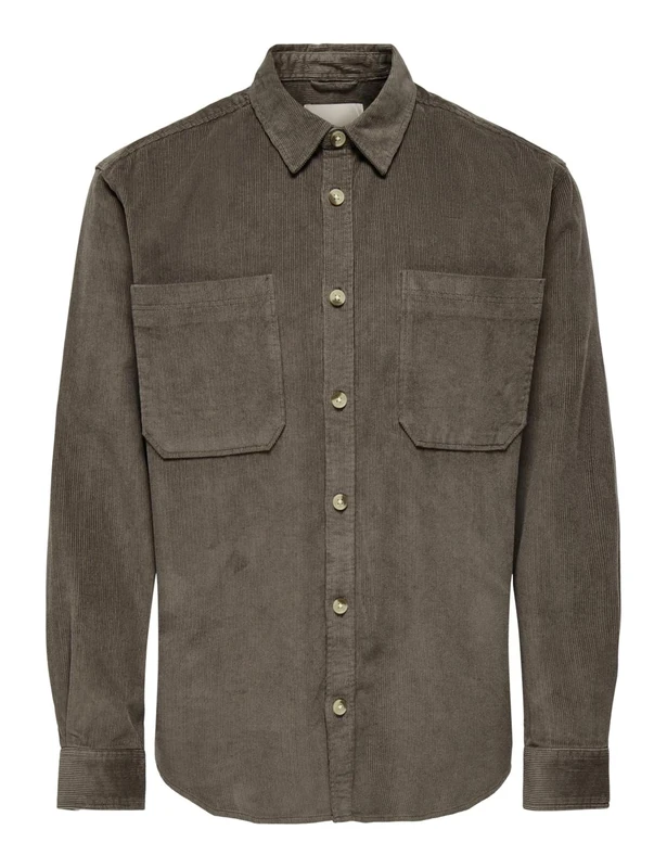 ONLY & SONS Men's Onsalp RLX 2Pkt Washd Cord LS Shirt Noos, Falcon, XL