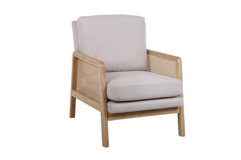 Birlea Rattan Arm Chair Accent White Fabric Ivy Easy Chair