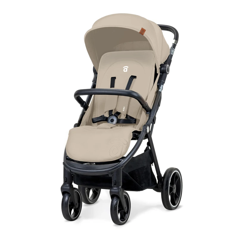 Asalvo KIBU Pushchair, Baby Stroller, Baby Stroller, Comfortable, Ultralight, Safe, Hood with Window and Rear Brake, Handled, Compact Folding, Maximum Load 24 kg, Beige