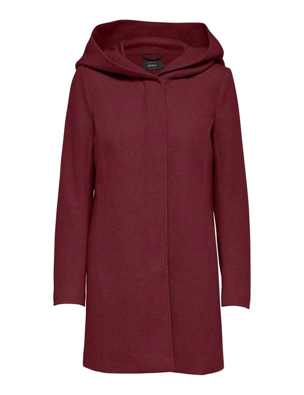 ONLY Women's Onlsedona Light Coat OTW Noos Midi Coat with Hood, Cabernet, XXS, Cabernet, xx_s