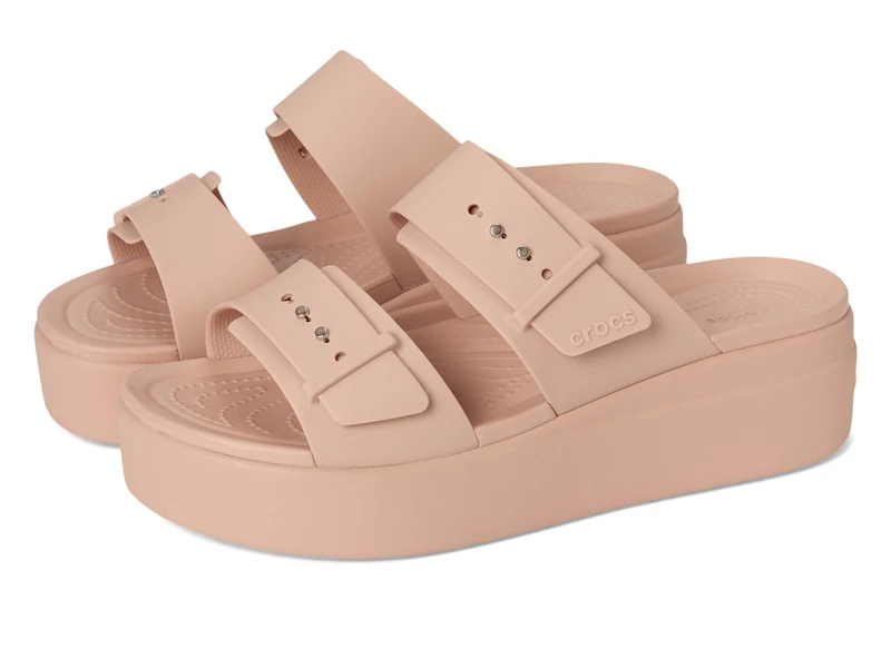 Crocs Women Sandal,Brooklyn Buckle Low Wedge,Pink Caramel,5 UK Women