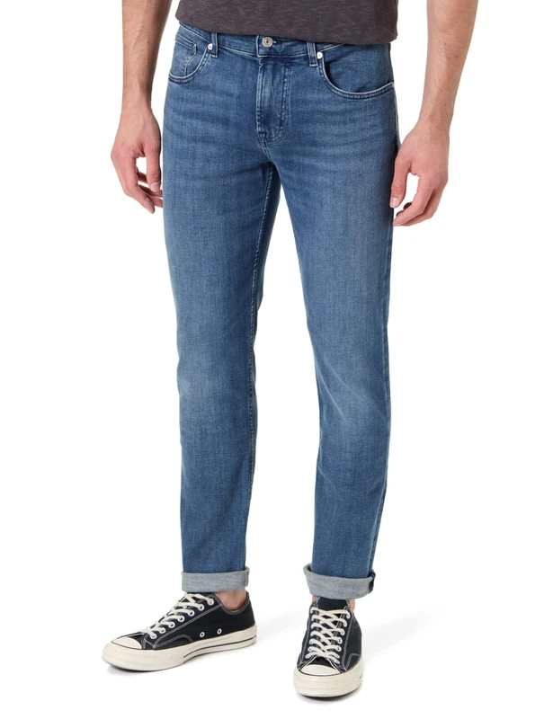 7 For All Mankind Men's Slimmy Tapered Globe Jeans, Light Blue, 32 W