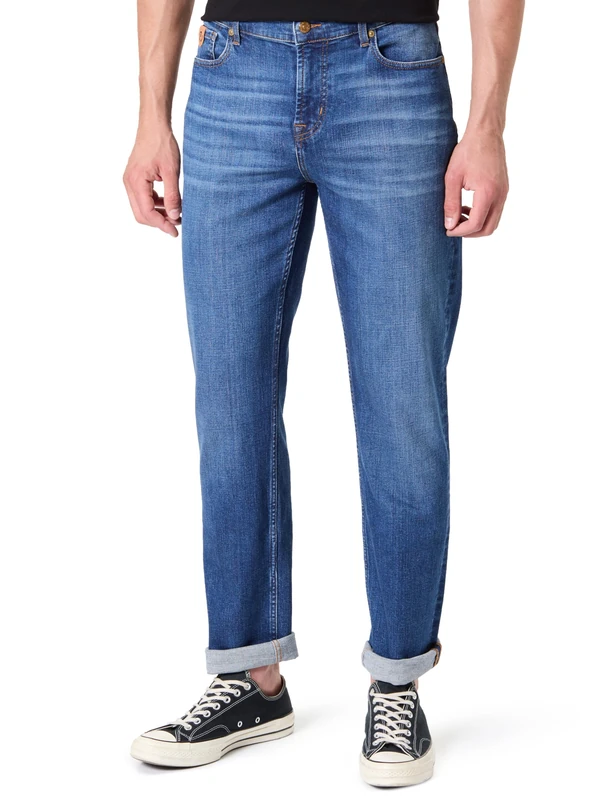 7 For All Mankind Men's Slimmy Vernon Jeans, Mid Blue, 30 W - Image 1