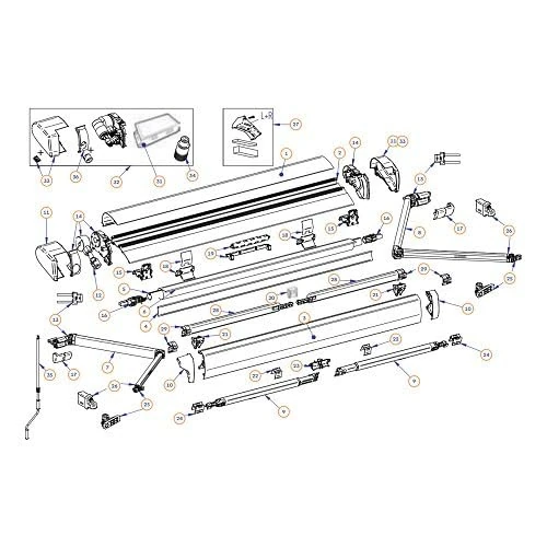 Thule 6300 Complete Left Arm for Blinds Omnistore 300 to 500 cm
