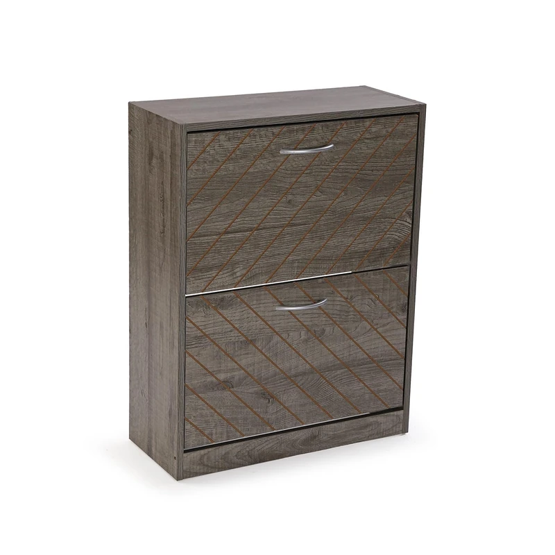 Versa Niall Rustic Style Shoe Rack, Dimensions (H x L x W) 74.5 x 57 x 24 cm, Grey - Image 1