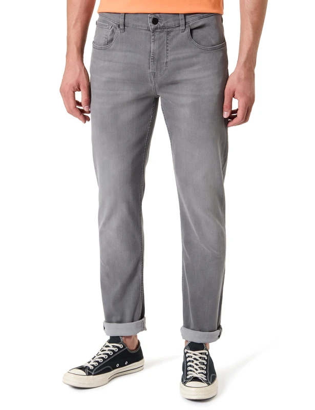 7 For All Mankind Men's Slimmy Tapered Grey Jeans, Gray, 36W