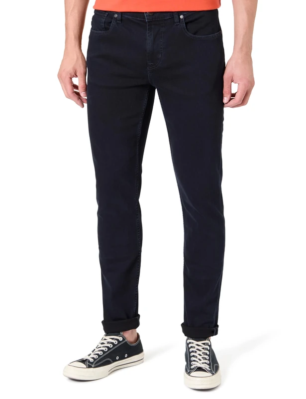7 For All Mankind Men's Slimmy Tapered Black Jeans, Dark Blue, 33 W