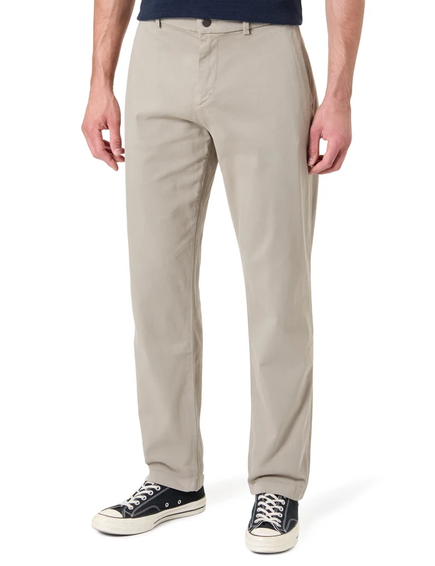 7 For All Mankind Men's Straight Chino Sateen Edge Pants, Beige, 33 W