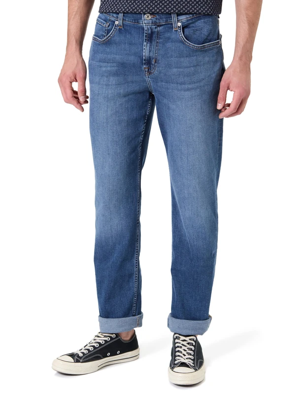 7 For All Mankind Men's The Straight Midway Jeans, Mid Blue, 28W