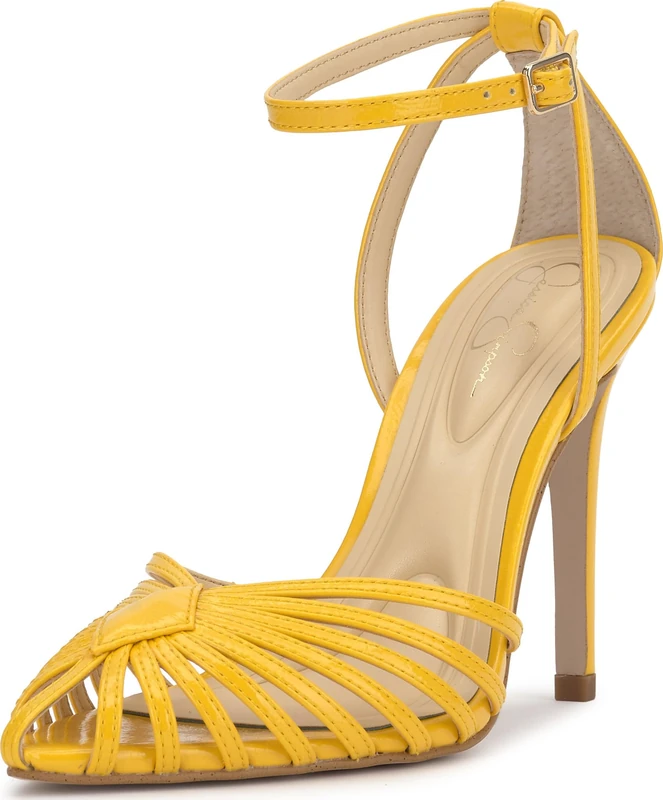 Jessica Simpson Women's Paveri Pump, Golden Lemon Crinkle Patent, 6 UK