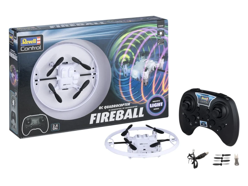 Revell Control 23808 RC Lightshow Drone Fireball With Precise 2.4 GHz Control, With Multicoloured LED Light Modes, - Image 1