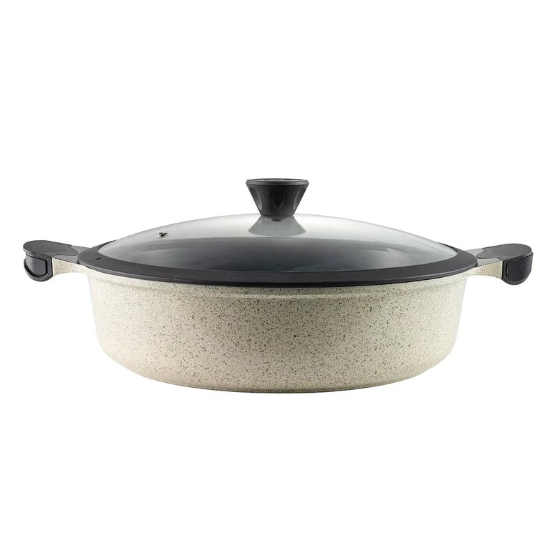 LAGUIOLE, 32 cm Jade Frying Pan, Recycled Aluminium with Ceramic Non-Stick Coating, Tempered Glass Lid, Compatible with All Heat Sources, Size 32 cm, Green