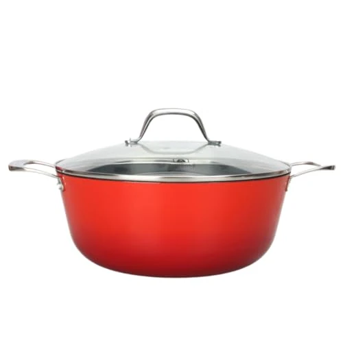 LAGUIOLE, Cast Iron Casserole 28x12cm Red - Optimal Heat Retention, Lightweight, Non-Stick, Easy Maintenance, Compatible with All Heat Sources, Healthy and Efficient Cooking, 6 L, Red