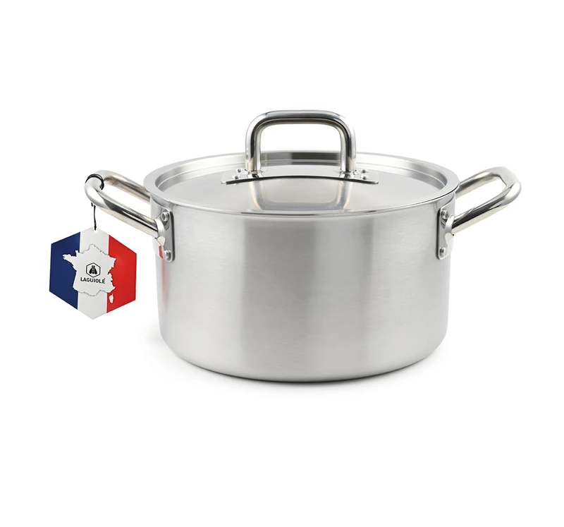 LAGUIOLE, Triplex Stock Pot 28x17cm Triplex Stainless Steel 304/aluminum/430, Capacity 10L, Compatible with All Heat Sources Including Induction, Easy Cleaning, Silver Color.