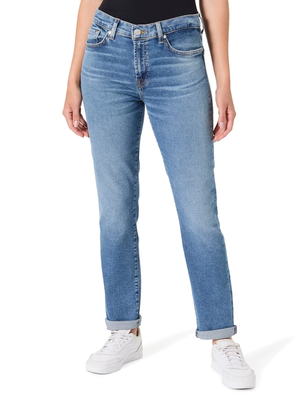 7 For All Mankind Women's Roxanne Fancy Jeans, Mid Blue, 31 W