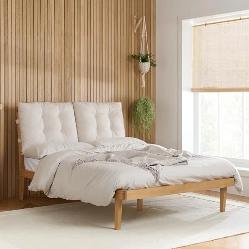 Birlea Oak King Size Bed Frame White Pepe Fabric 5FT 150cm