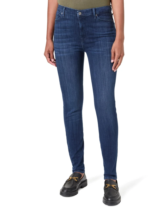 7 For All Mankind Women's Hw Skinny Los Feliz Jeans, Dark Blue, 31 W