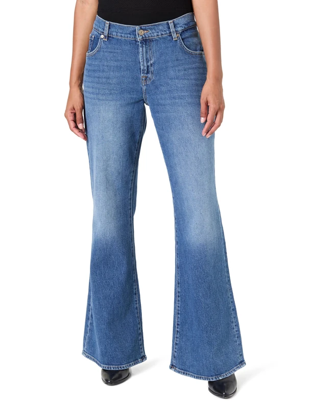 7 For All Mankind Women's Spencer Flare Explorer Jeans, Mid Blue, 30 W
