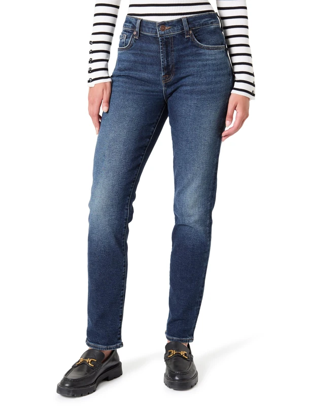 7 For All Mankind Women's Roxanne Cisco Jeans, Dark Blue, 28 W
