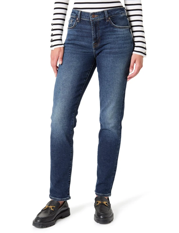 7 For All Mankind Women's Roxanne Cisco Jeans, Dark Blue, 27 W