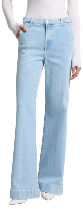 7 For All Mankind Women's Modern Dojo Trouser Olina with Carpenter Details Jeans, Light Blue, 28 W