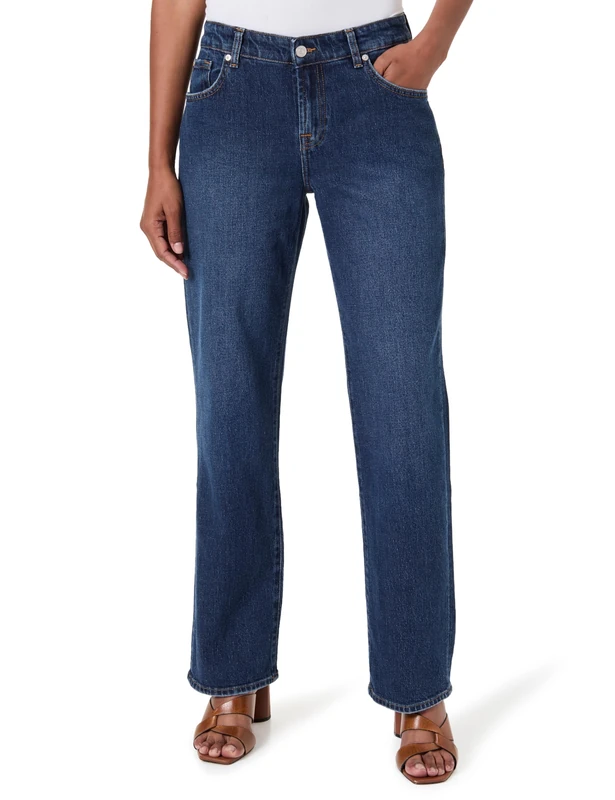 7 For All Mankind Women's Calie Straight Radar Jeans, Dark Blue, 30 W