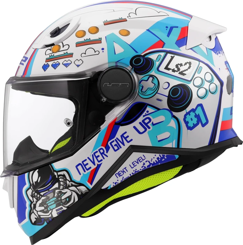 LS2 FF812 Kids Childrens Full Face Motorcycle Motorbike Helmet ECE 2206 Approved. NEXT LEVEL Gloss White Multi. Large (51-52 cm)