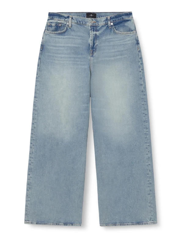 7 For All Mankind Women's Marie Wide Leg Ode to Jeans, Light Blue, 31 W