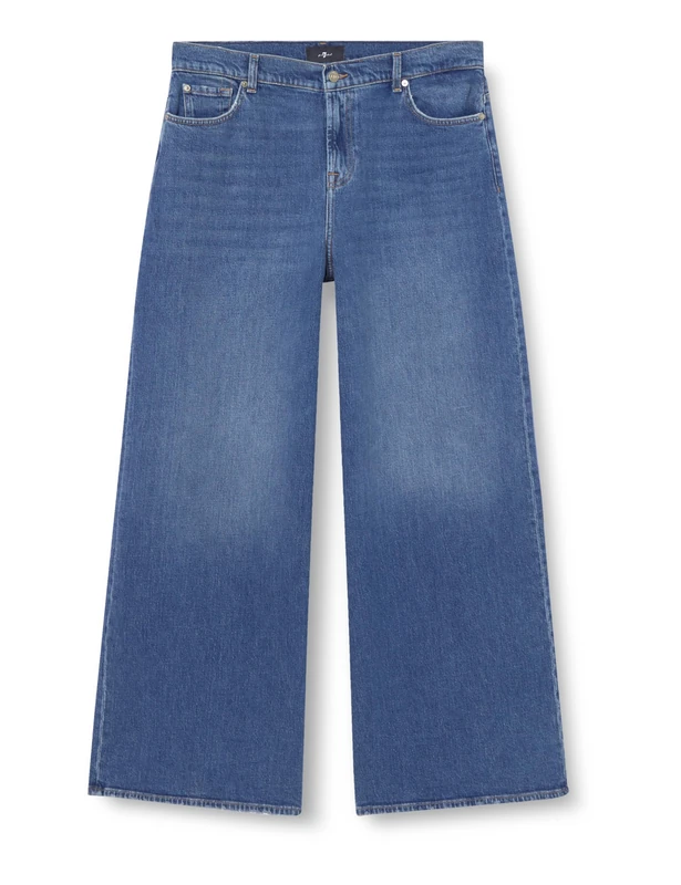 7 For All Mankind Women's Marie Wide Leg Explorer Jeans, Mid Blue, 31 W