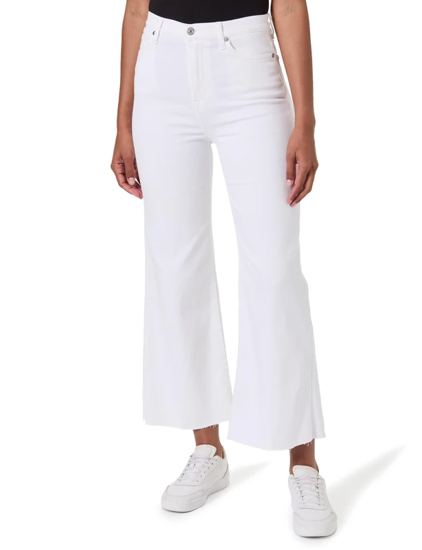 7 For All Mankind Women's Ultra High Rise Cropped Jo Soleil with Vintage Cut Hem Pants, White, 27 W