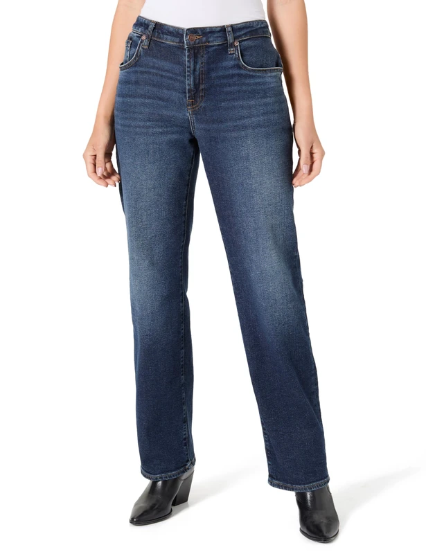 7 For All Mankind Women's Calie Straight Cisco Jeans, Dark Blue, 31 W