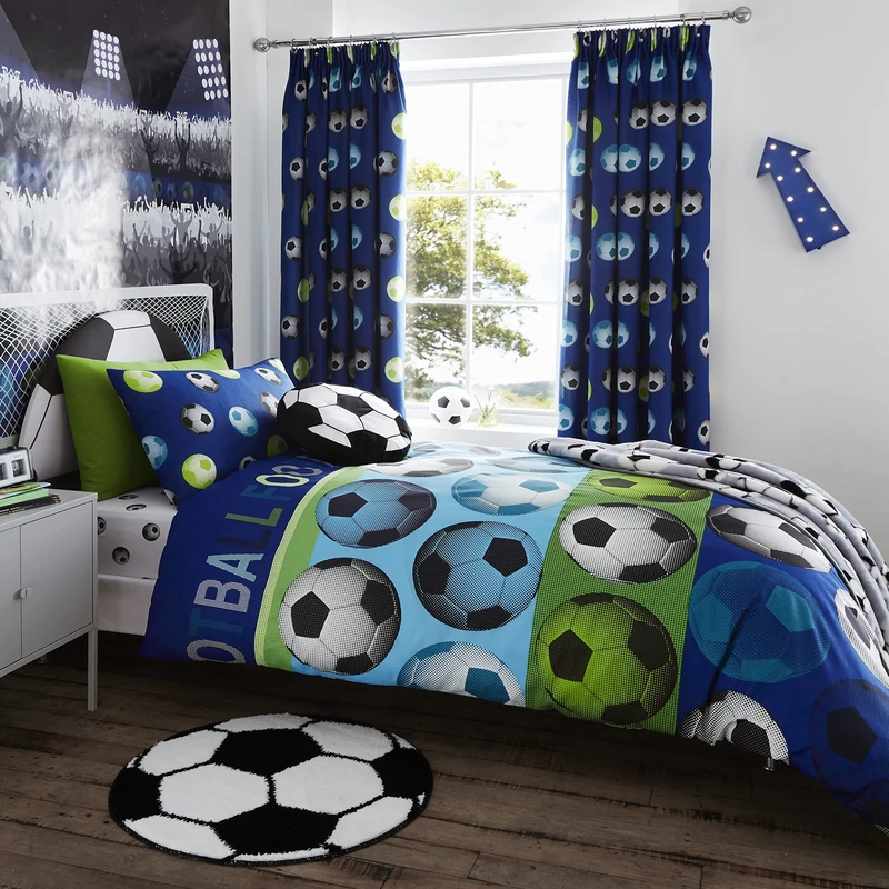 Catherine Lansfield Football Blue Duvet Cover Set 140 x 220 + 65 x 65 cm