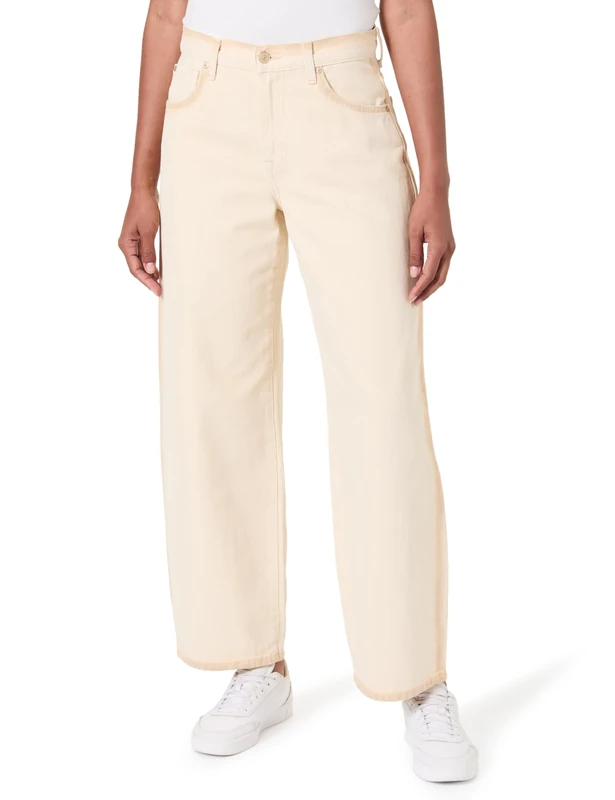 7 For All Mankind Women's Bonnie Curvilinear Sand Beach Pants, Beige, 26 W