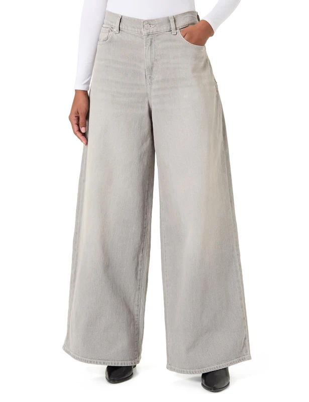 7 For All Mankind Women's Marie Wide Leg Drive Jeans, Gray, 31 W - Image 1
