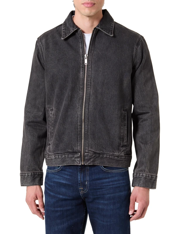 7 For All Mankind Men's Harrington Jacket Caviar Denim, Black, L