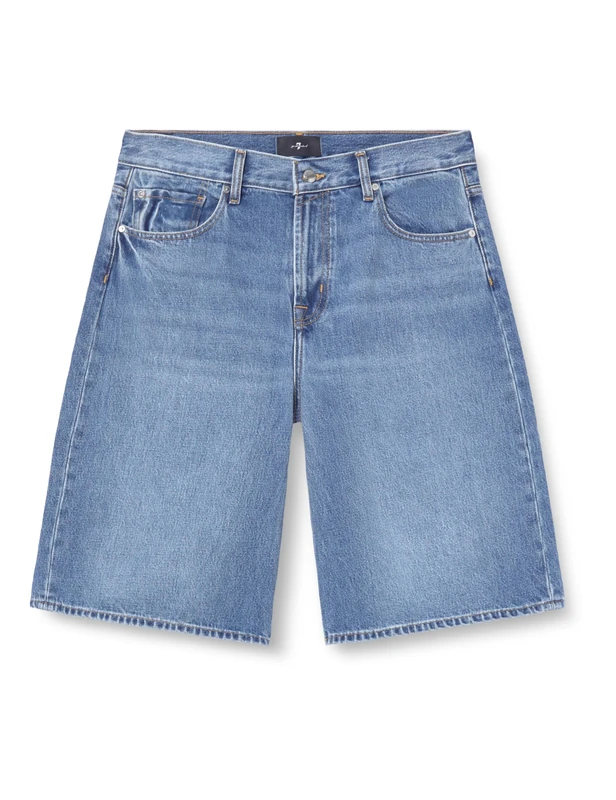 7 For All Mankind Men's Wide Leg Shorts Mason Denim, Light Blue, 34W - Image 1