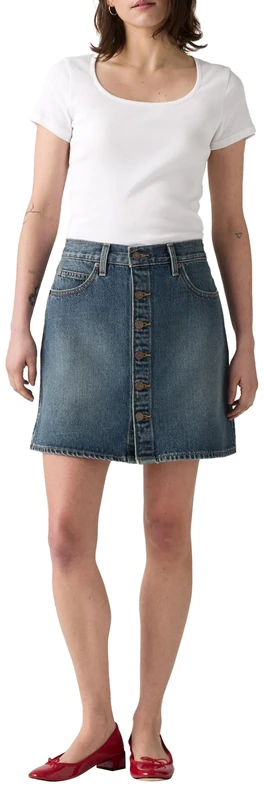 Levi's Retro Button Front Skirt Eight Track Ski, Eight Track Skirt, 24W