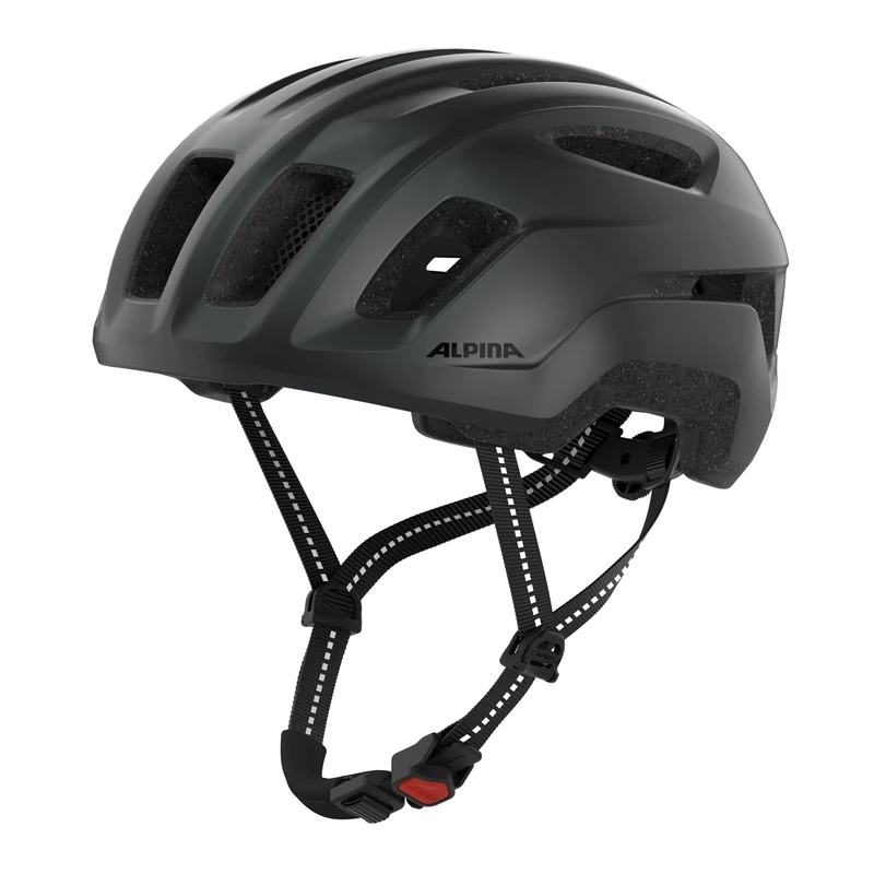 ALPINA PARANUS URBAN – Bike helmet with LED rear light, lightweight Hi-EPS inner shell, large ventilation, individually adjustable, and integrated insect net - black matt - 59-61