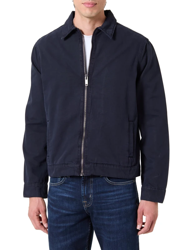 7 For All Mankind Men's Harrington Jacket Canvas Navy Denim, Blue, L