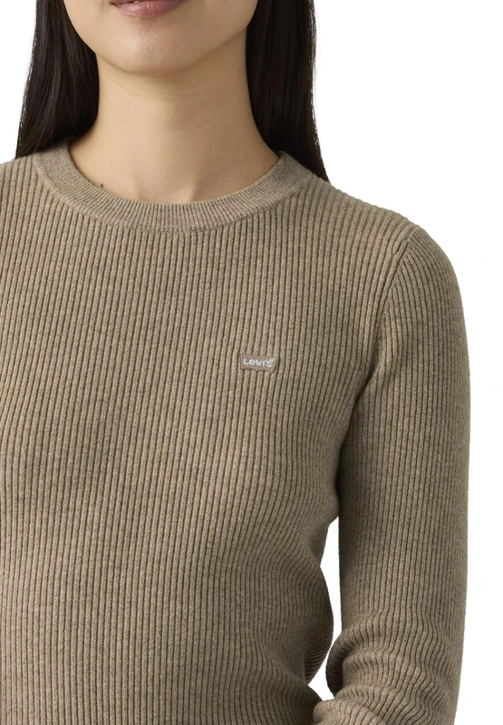 Levi's Women's Rib Crew Sweater Pullover, Taupe Gray Heather B, S