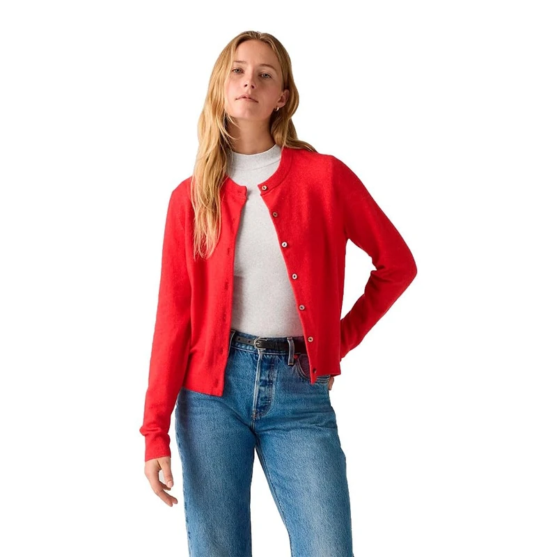 Levi's Women's Tara Super Soft Crew Neck Cardi Cardigan, True red, S