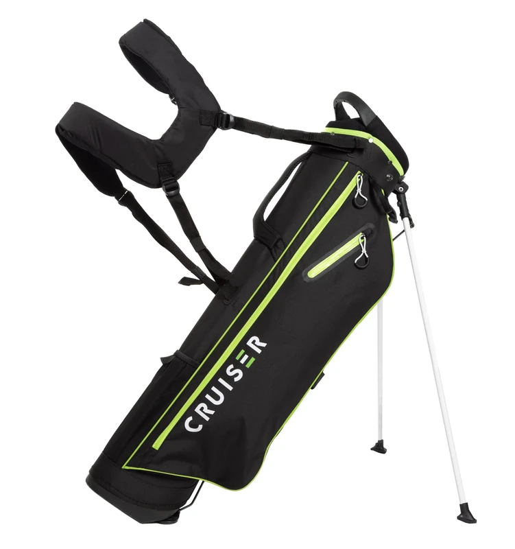 Cruiser Golf CR-Lite 7" Stand Bag | Lightweight, Slim Standbag with Padded Double Shoulder Straps | 4-Way Divider | 3 Pockets, Grab Handle, Rain Hood (Black/Green 2026)